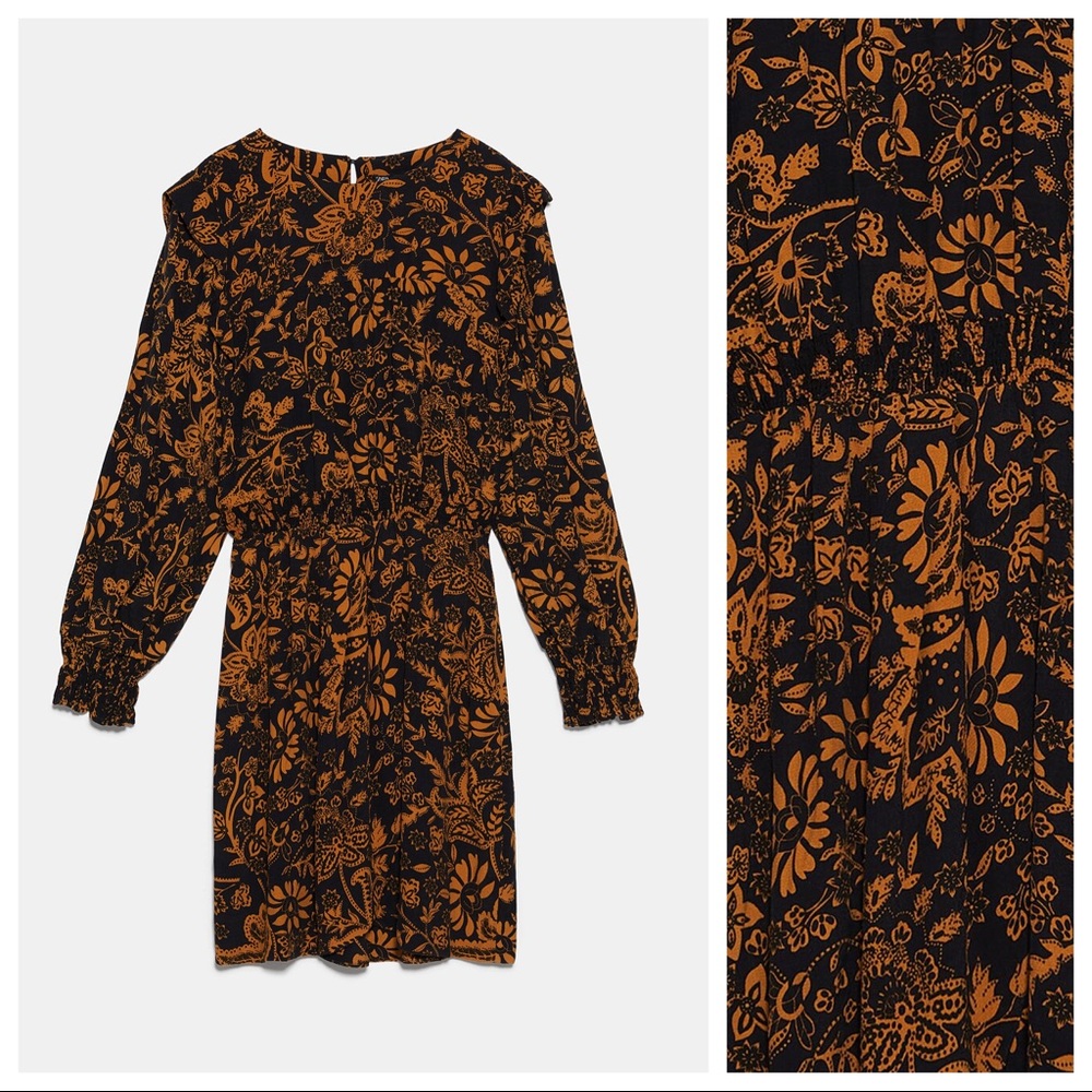 NWT. Zara Floral Print Mini Dress. Size S.